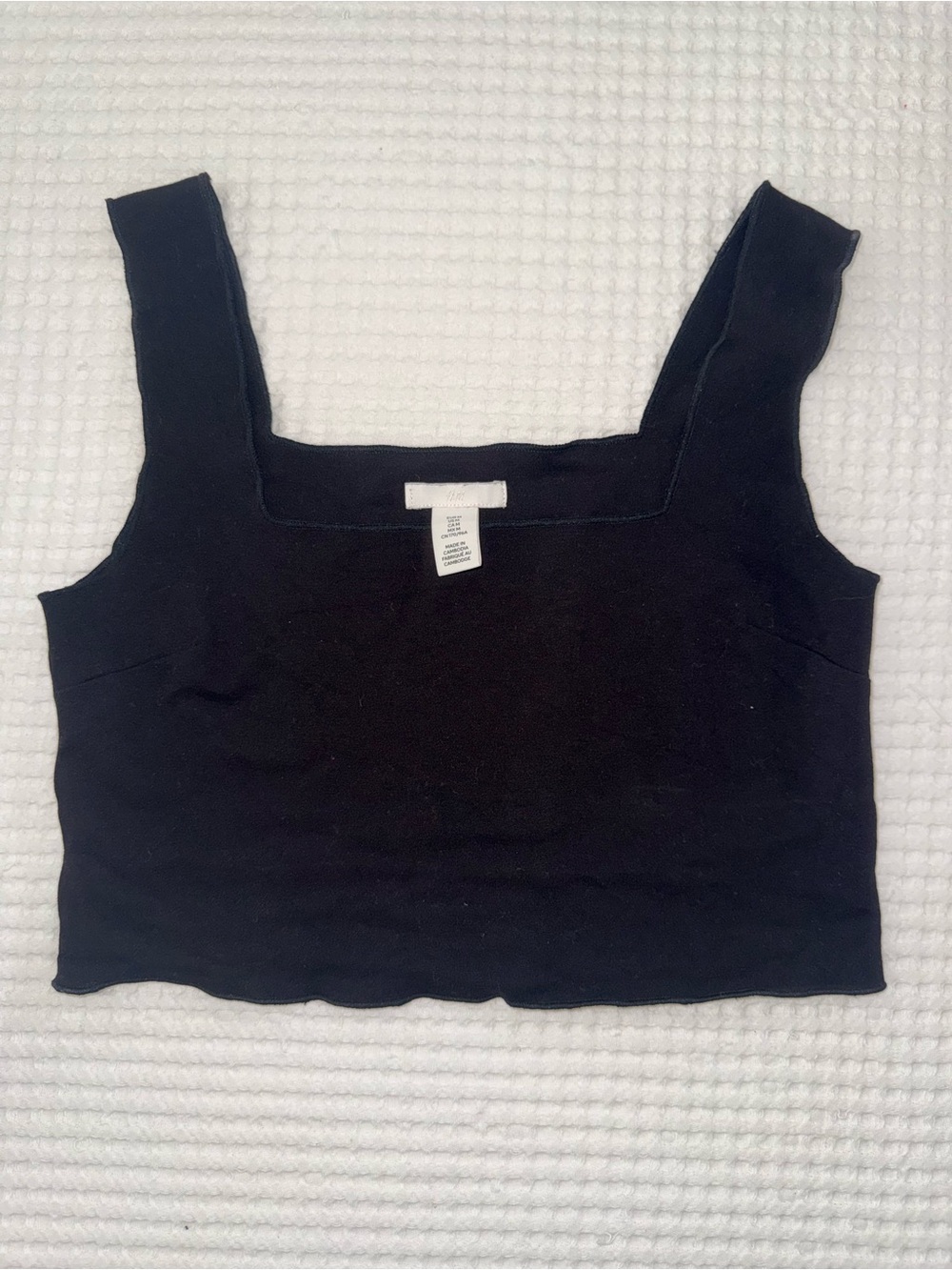 Black Square Neck Cropped Tank Top by H&M Cropped